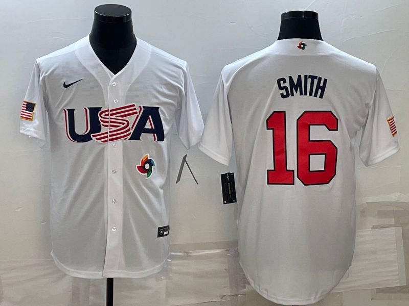Men 2023 World Cub USA #16 Smith White Nike MLB Jersey10->more jerseys->MLB Jersey